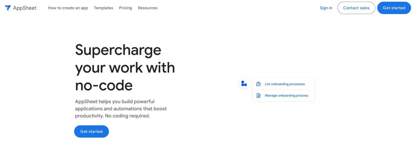 Google AppSheetの公式サイト